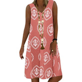 Women's V-Neck Floral, Comfy Stretch, Knee-Length Summer Dress